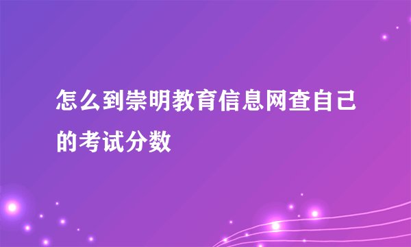 怎么到崇明教育信息网查自己的考试分数
