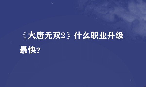 《大唐无双2》什么职业升级最快？