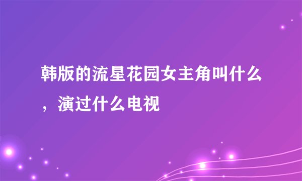 韩版的流星花园女主角叫什么，演过什么电视