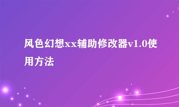 风色幻想xx辅助修改器v1.0使用方法