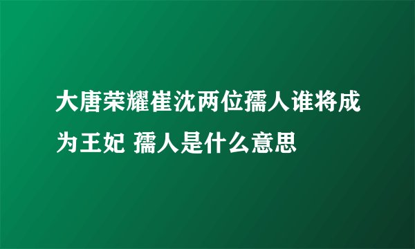 大唐荣耀崔沈两位孺人谁将成为王妃 孺人是什么意思