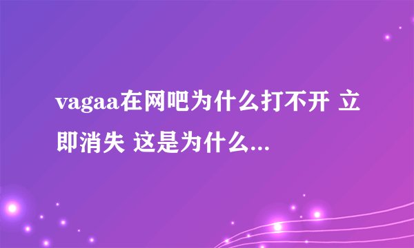 vagaa在网吧为什么打不开 立即消失 这是为什么？怎么解决？