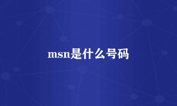 msn是什么号码