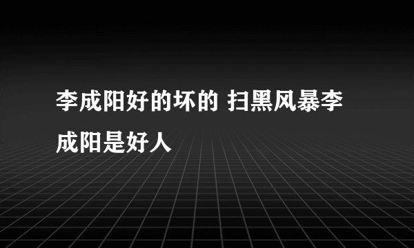李成阳好的坏的 扫黑风暴李成阳是好人