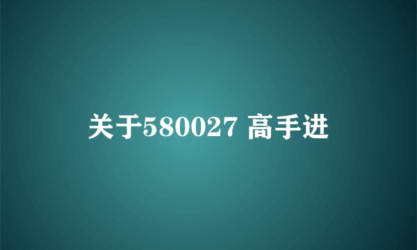 关于580027 高手进