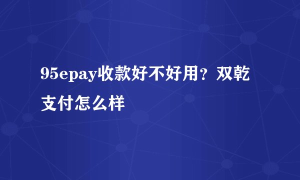 95epay收款好不好用？双乾支付怎么样