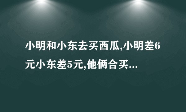 小明和小东去买西瓜,小明差6元小东差5元,他俩合买差1元,西瓜多少钱？