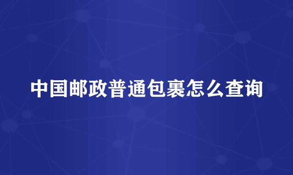 中国邮政普通包裹怎么查询