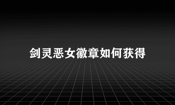 剑灵恶女徽章如何获得