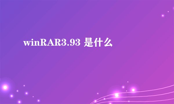 winRAR3.93 是什么