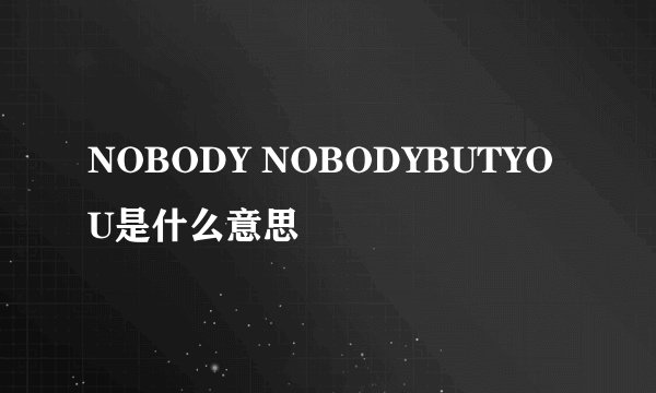 NOBODY NOBODYBUTYOU是什么意思