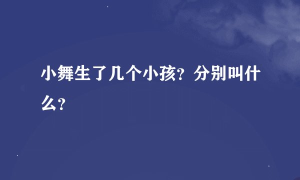 小舞生了几个小孩？分别叫什么？