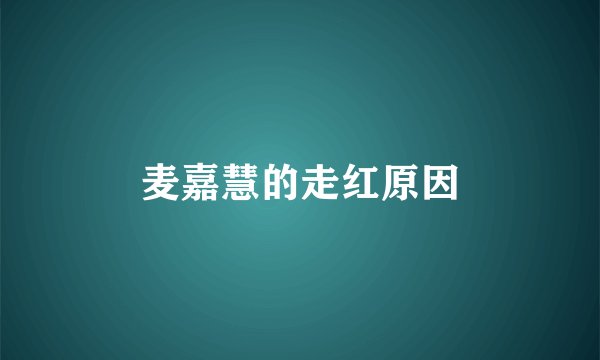 麦嘉慧的走红原因