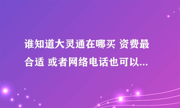 谁知道大灵通在哪买 资费最合适 或者网络电话也可以 我在家里做销售 需要核实资费的电话 谢谢
