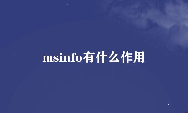 msinfo有什么作用