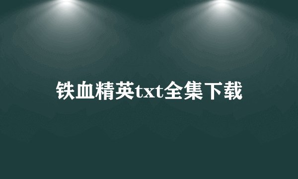铁血精英txt全集下载