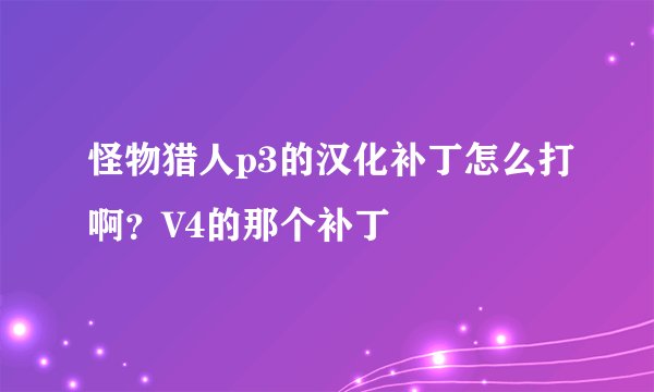 怪物猎人p3的汉化补丁怎么打啊？V4的那个补丁