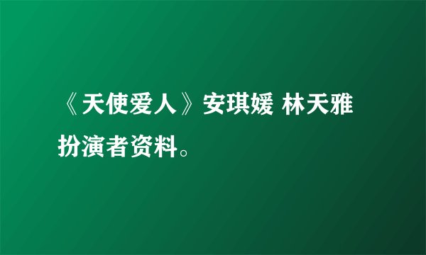 《天使爱人》安琪媛 林天雅 扮演者资料。