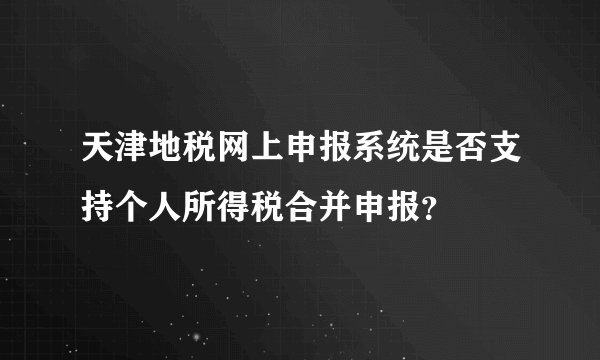 天津地税网上申报系统是否支持个人所得税合并申报？