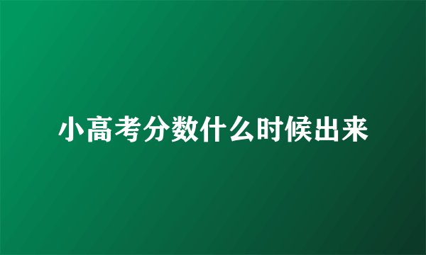 小高考分数什么时候出来
