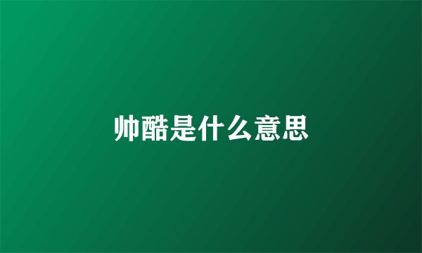 帅酷是什么意思