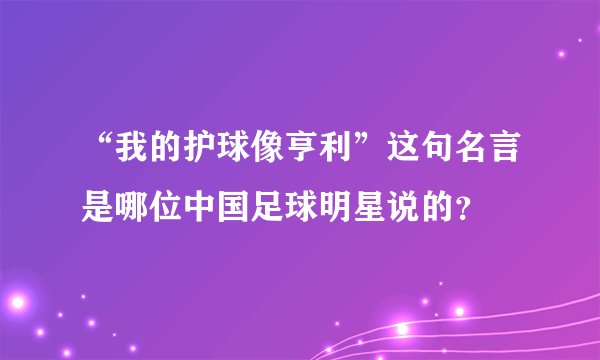 “我的护球像亨利”这句名言是哪位中国足球明星说的？