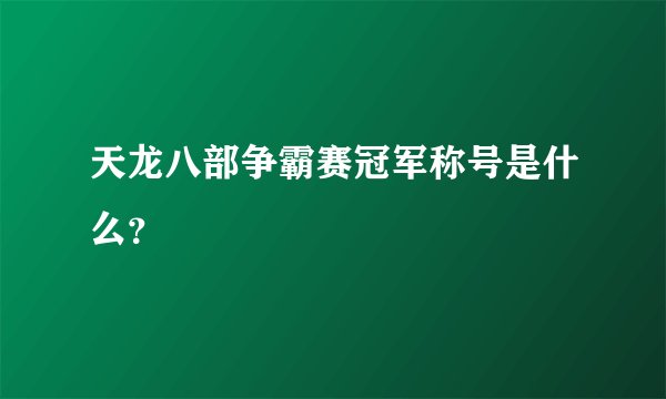 天龙八部争霸赛冠军称号是什么？