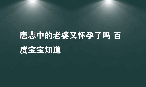 唐志中的老婆又怀孕了吗 百度宝宝知道
