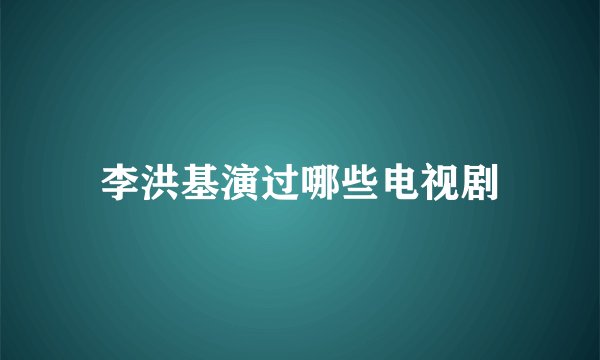 李洪基演过哪些电视剧