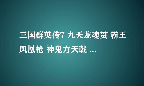 三国群英传7 九天龙魂贯 霸王凤凰枪 神鬼方天戟 万胜丈八矛怎么用密码调 具体点啊