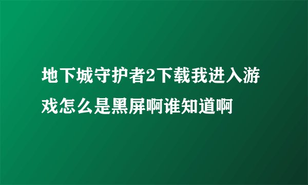 地下城守护者2下载我进入游戏怎么是黑屏啊谁知道啊