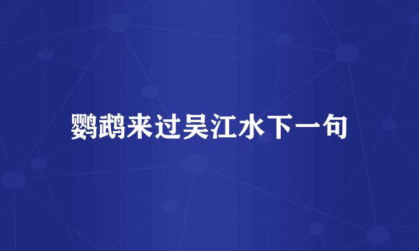 鹦鹉来过吴江水下一句