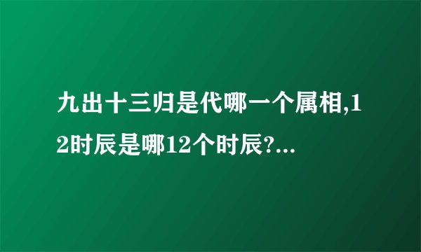 九出十三归是代哪一个属相,12时辰是哪12个时辰?对应的生肖是什么?