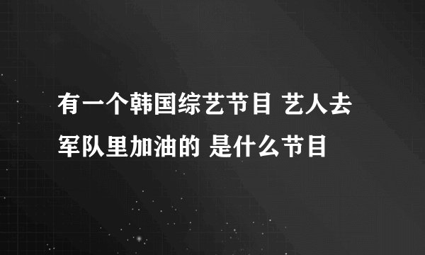 有一个韩国综艺节目 艺人去军队里加油的 是什么节目