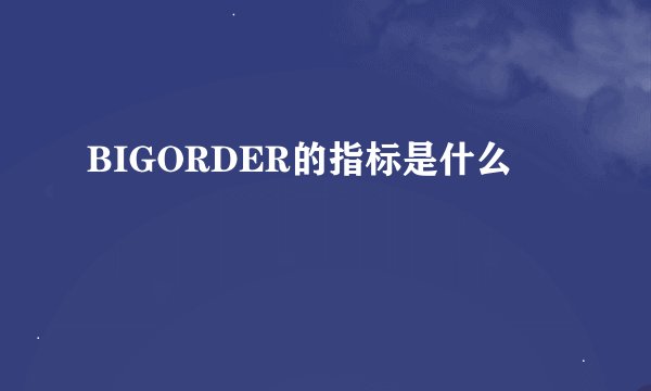 BIGORDER的指标是什么