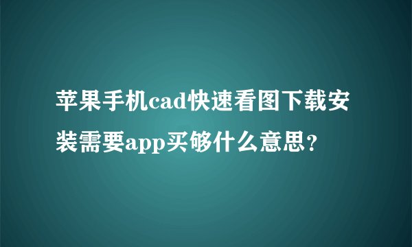 苹果手机cad快速看图下载安装需要app买够什么意思？