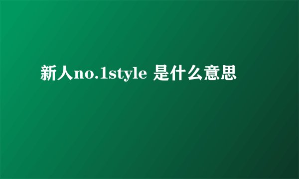 新人no.1style 是什么意思