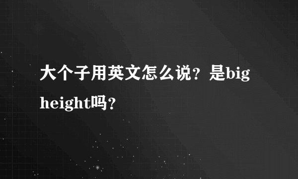 大个子用英文怎么说？是big height吗？