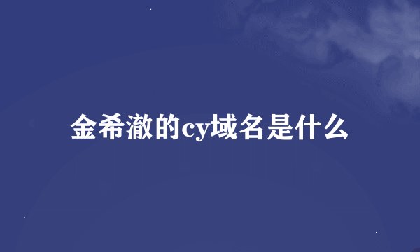 金希澈的cy域名是什么