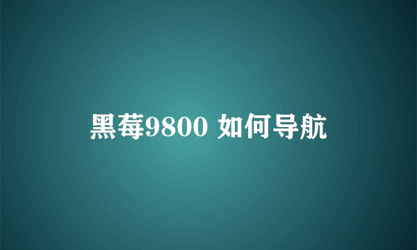 黑莓9800 如何导航