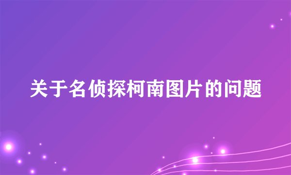 关于名侦探柯南图片的问题