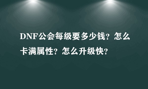 DNF公会每级要多少钱？怎么卡满属性？怎么升级快？