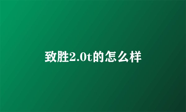 致胜2.0t的怎么样
