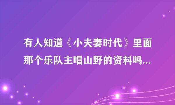 有人知道《小夫妻时代》里面那个乐队主唱山野的资料吗？谢谢~
