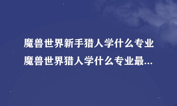 魔兽世界新手猎人学什么专业魔兽世界猎人学什么专业最好平民玩家现在70级