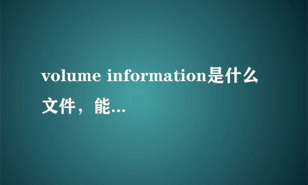 volume information是什么文件，能删除吗？