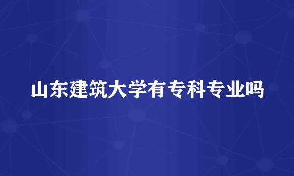 山东建筑大学有专科专业吗
