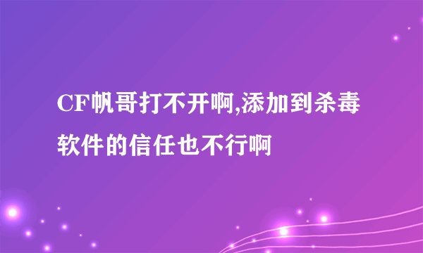CF帆哥打不开啊,添加到杀毒软件的信任也不行啊