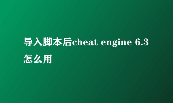 导入脚本后cheat engine 6.3怎么用