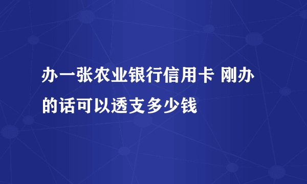 办一张农业银行信用卡 刚办的话可以透支多少钱